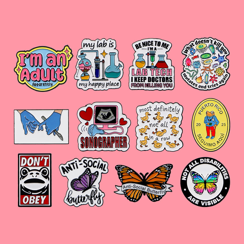 Cute Animals Enamel Pines Doctor Chemistry Quotes Brooch Metal Pins Badge on Backpack Clothing Accessories Fashion Jewelry Gifts