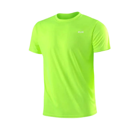 Schnelltrocknendes, kurzärmeliges Herren-Trainingsshirt mit Rundhalsausschnitt, feuchtigkeitsableitend, ideal für Fitnessstudio, Sport und Fitness. Leichtes Material.