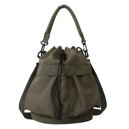 Fashion Women Oxford Cloth Bucket Bag, Large Capacity Drawstring Versatile Casual Shoulder Crossbody Bag Daily Use
