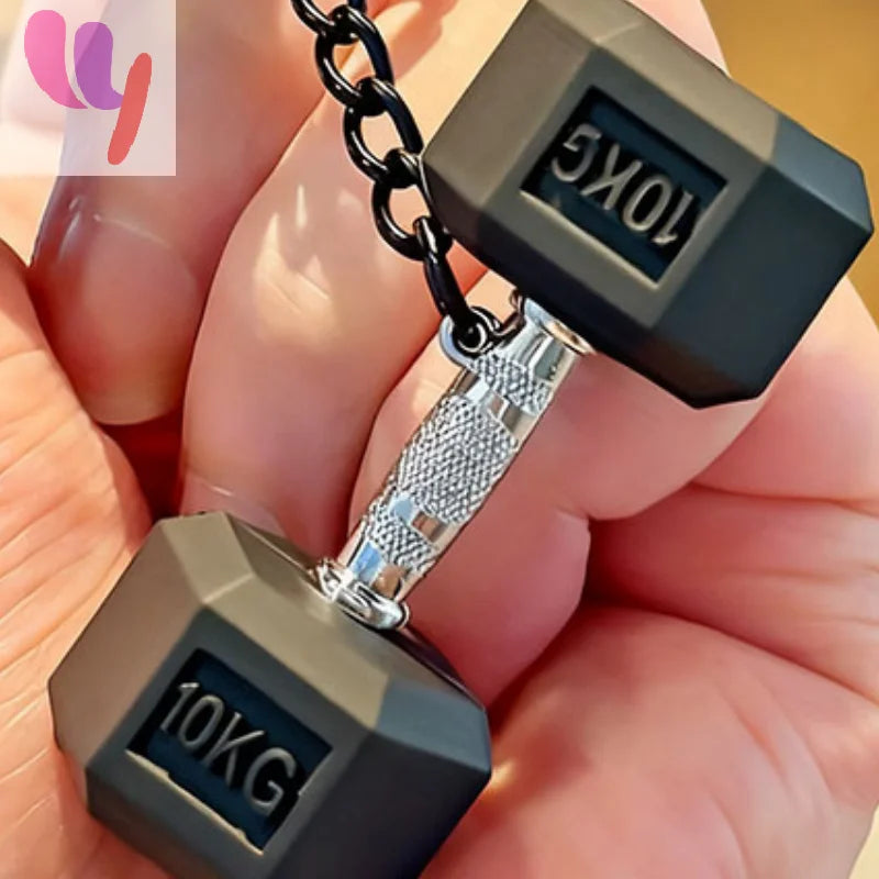 Gym Dumbbell Keychain Fashion 3D PVC Dumbbell Keychain Car Key Wallet Backpack Pendant Creative Gifts For Fitness Enthusiasts