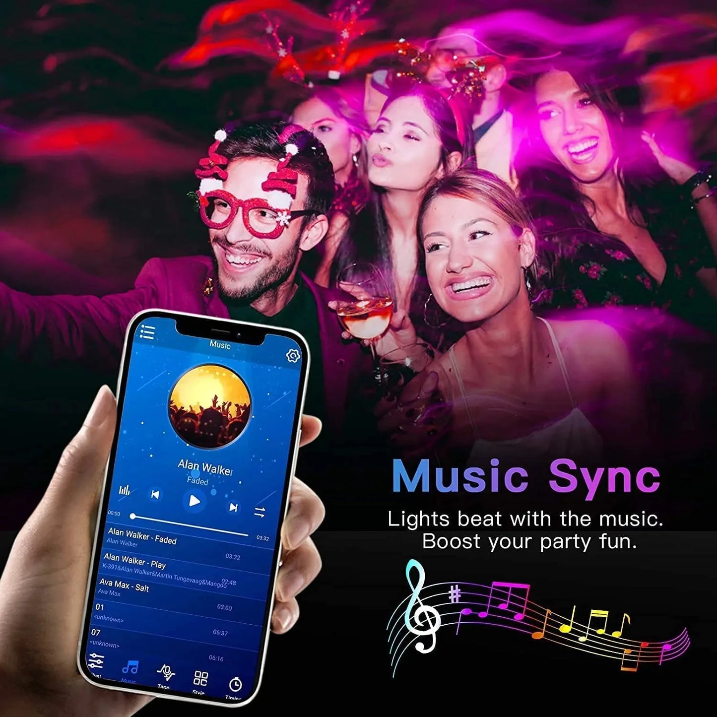 Bluetooth-LED-Streifen, smarte SMD 5050-LED-Streifen mit App-Fernbedienung, flexibles LED-Band, LED-Lampenband für TV-Hintergrundbeleuchtung, Spielzimmer und Heimdekoration