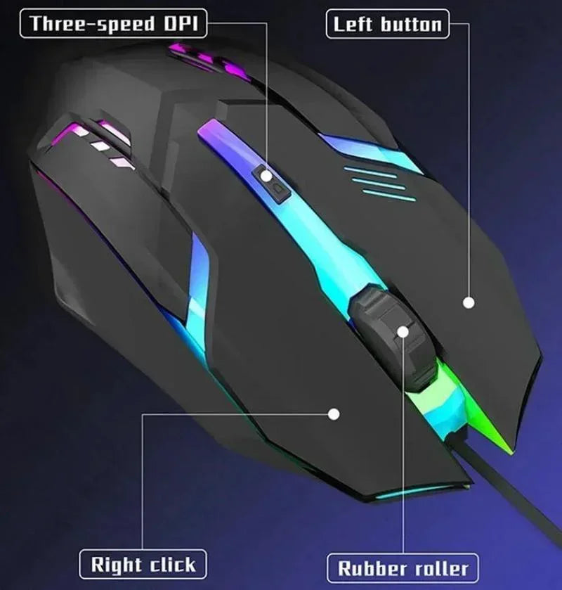 Latest High-Quality Ergonomic Gaming Mouse for Desktop and Laptop Computers,4-Button USB RGB Backlit Mouse