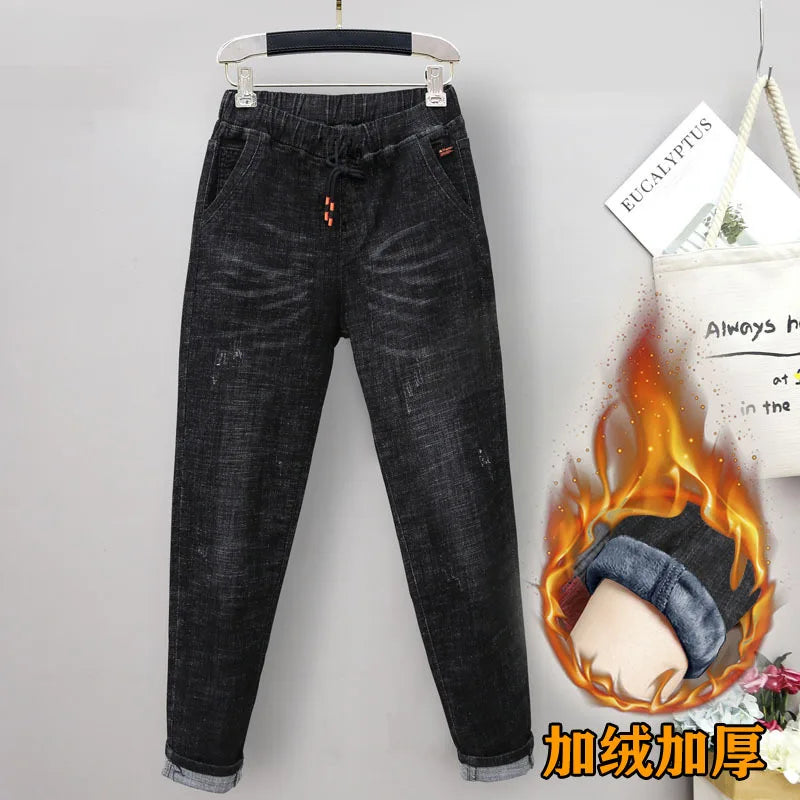 New Extra Large Size Stretch Jeans Girls Elastic High Waist Harlan Pants Girl Wide Leg Pants jeans women 6XL 5XL 4XL
