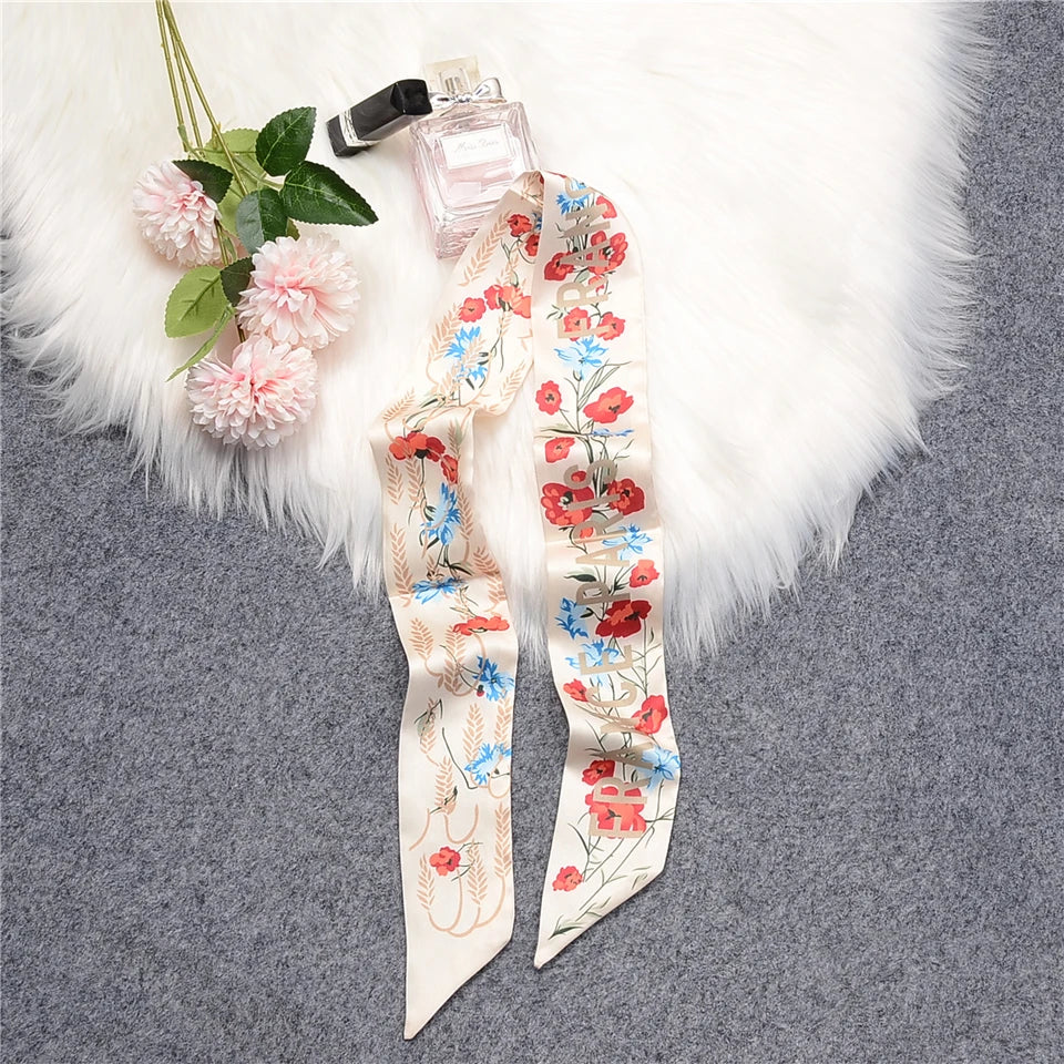 2024 New Luxury Brand Scarf Tarot Women Scarf Bag Hair Skinny Silk Scarves Design Foulard Neckerchief Headband For Ladies
