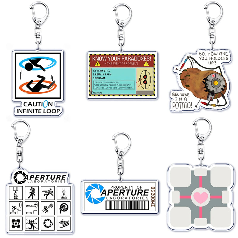 Trending Video Game Keychains for Accessories Bag Glados Aperture Laboratories Science Keyrings Jewelry Gamer Fans Gaming Gifts