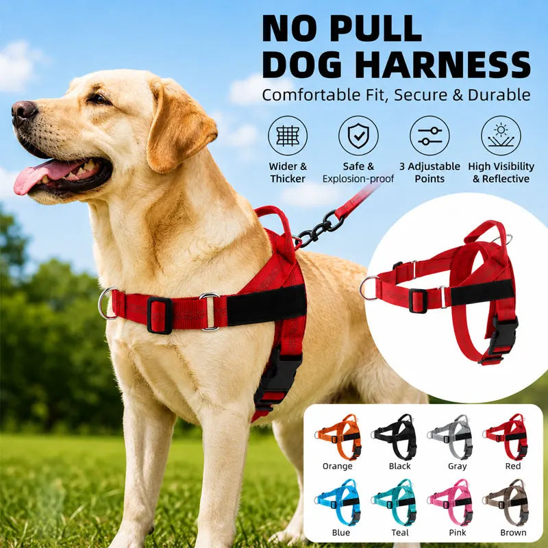 Anti-Pull Dog Chest Harness Adjustable Reflective Nylon Pupoy Vest with Dual D-Ring Breathable Mesh Walking Harness Pet Supplies