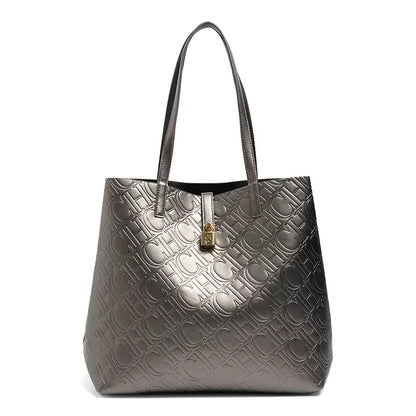 CH Luxury Tote Handbag For Women Large Capacity Work Shoulder Bag Elegant Golden Shopping Shoulder Purse