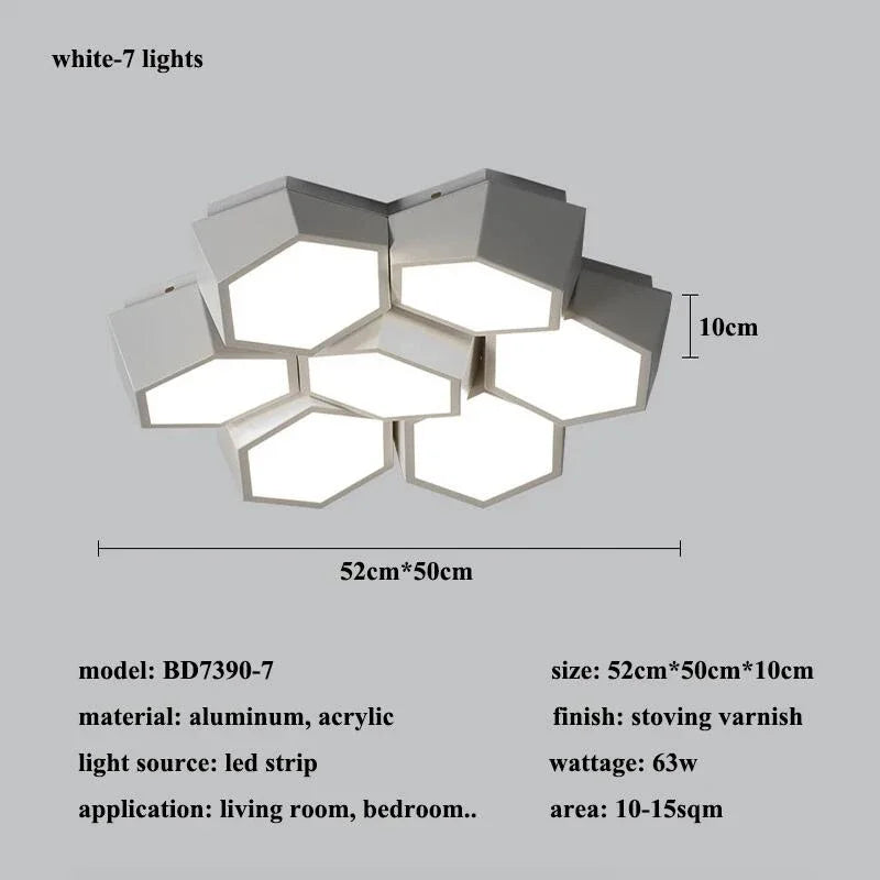 Modern Geometry Led Ceiling Lamp Living Room Chandeliers Lighting Bedroom Dimmable Lamparas Nordic Home Decor Lights Luminaria