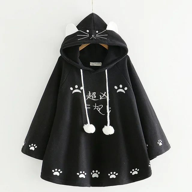 Japanese Poncho Cloak Jackets Mori Girl Autumn Winter Hooded Kawaii Cape Coat 2021 Padded Cute Pullover Capes Femme Shawl Jacket