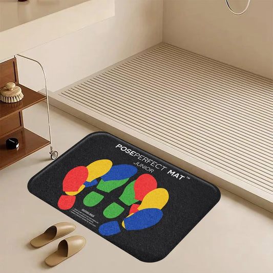 Mat – Colorful Footprint Design, Non-Slip Indoor/Outdoor Rug for Living Room, Kitchen, Bathroom, Office, Home Decor