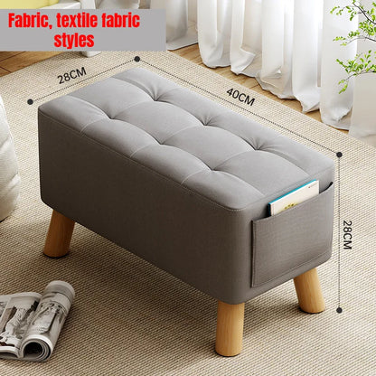 Home-use Small Stool, Living Room Minimalist Sofa Stool, Coffee Table Stool, Creative Leather Footstool, Square Stool, Small
