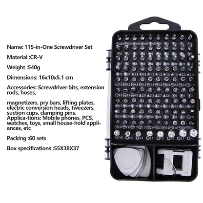 115-in-1 Precision Screwdriver Kit, Includes Magnetic Tips, Ideal for Electronics and Laptop Repairs, Professional Nut Driver