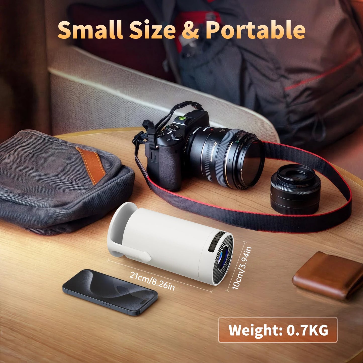 Portable HD Smart Projector Home Theater Full HD 1080P High Brightness Wireless Screen Mirroring Built-In Speaker WiFi Bluetooth