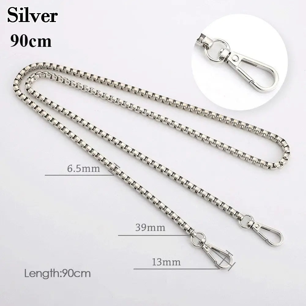 40/60/90cm Metal Chain Shoulder Bag Strap Handbag Handles DIY Purse Replacement Long Beaded Chain Shoulder Bag Straps Chain Belt