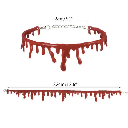 Halloween Blood Necklace Horror Blooddrop Necklace Vampire Dark Blood Necklace Haunted House Personality Bleeding Necklace