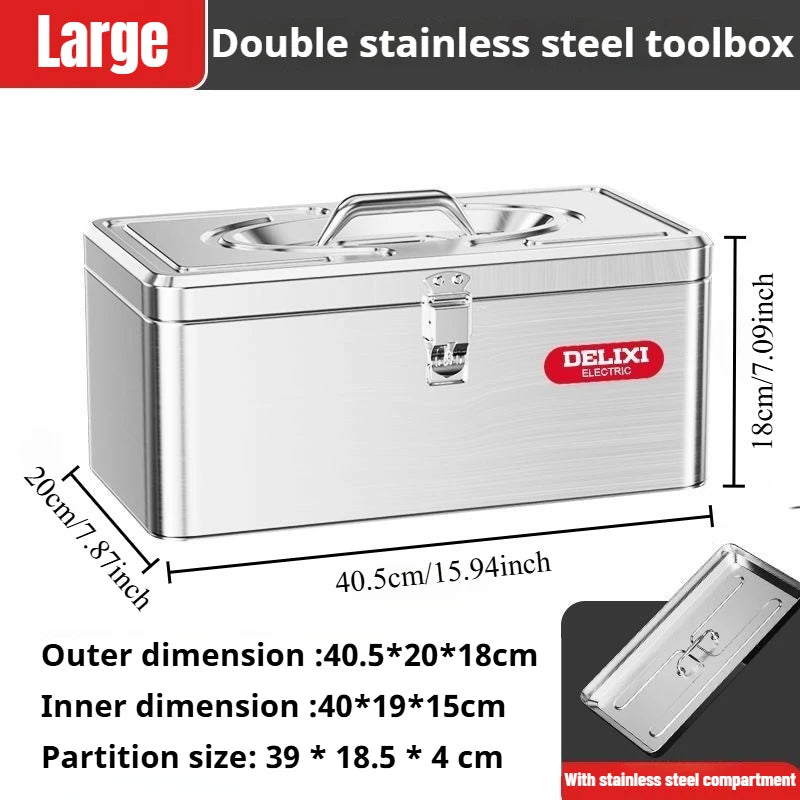 Multifunctional Tool Case Stainless Steel Electronic Toolbox Organization of Tools Suitcase Portable Waterproof Large Hard Case