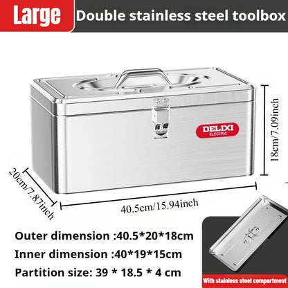 Multifunctional Tool Case Stainless Steel Electronic Toolbox Organization of Tools Suitcase Portable Waterproof Large Hard Case