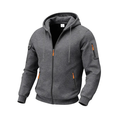Autumn Winter New Men's Sweatshirt Jacket Loose Heavyweight Fleece Zipper Hooded Workwear Cardigan Casual Long Sleeve Sweatshirt
