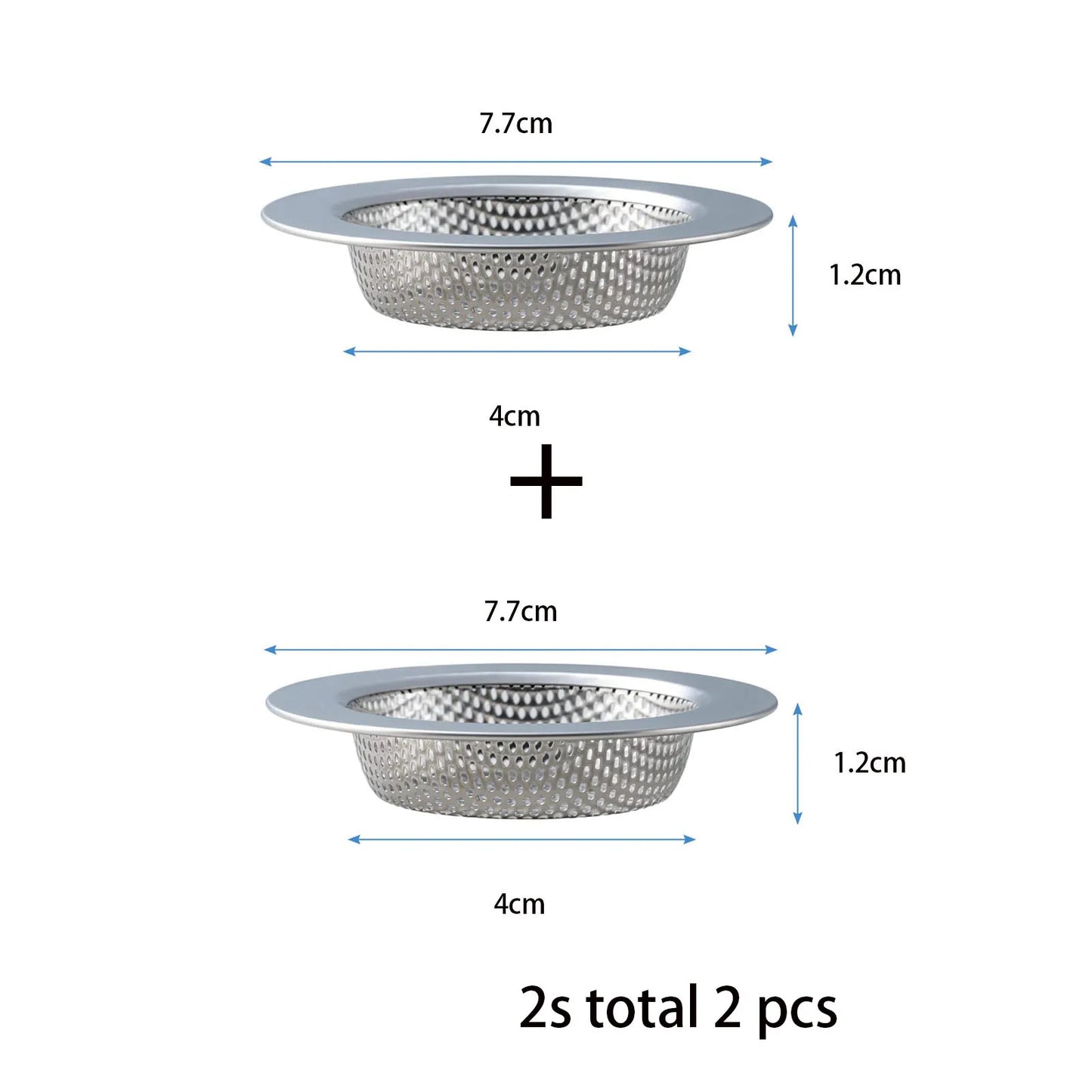 2 Pcs Kitchen Sink Strainer，Stainless Steel Punching Sink Drain Strainer Shower Drain Hair Catcher Bathroom Kitchen Accessories