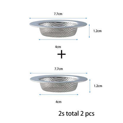 2 Pcs Kitchen Sink Strainer，Stainless Steel Punching Sink Drain Strainer Shower Drain Hair Catcher Bathroom Kitchen Accessories