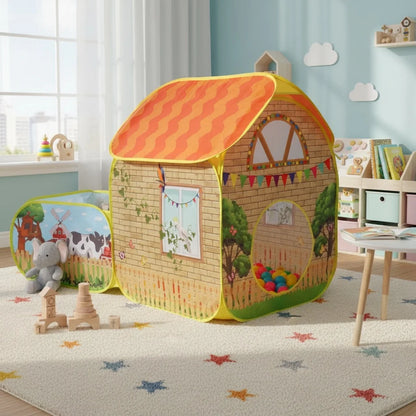 【Outdoor Entertainment】Children's Garden Villa Play Tent - with Ocean Ball Pool, Large Pop-Up Toy Fence, Fun Playhouse for Kids, Durable Polyester and Steel Frame, Excellent Outdoor Party Tent and Beach Toy, Great Holiday