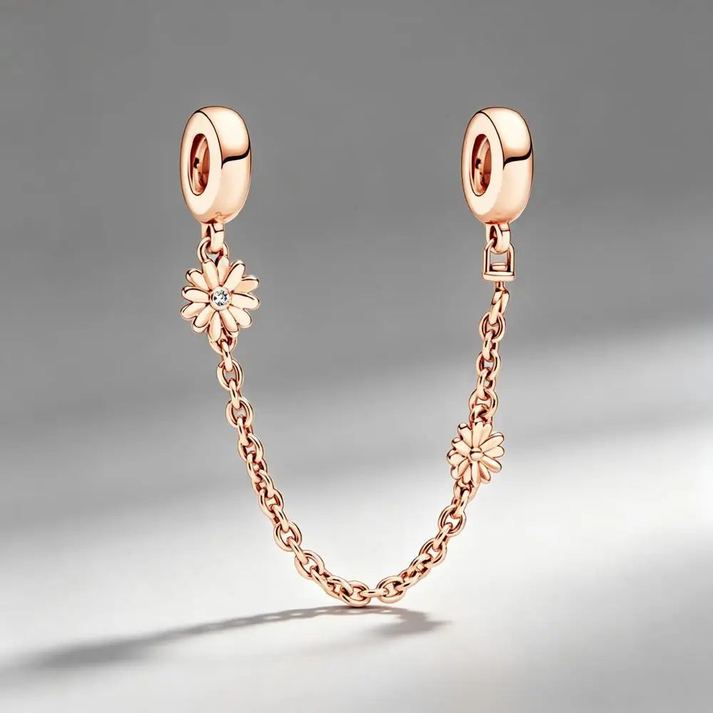 Rose Gold Plated Charms for Bracelet DIY Jewelry Making Heart Flower Strawberry Butterfly Paw Print CZ Pendant Beads Women Gift