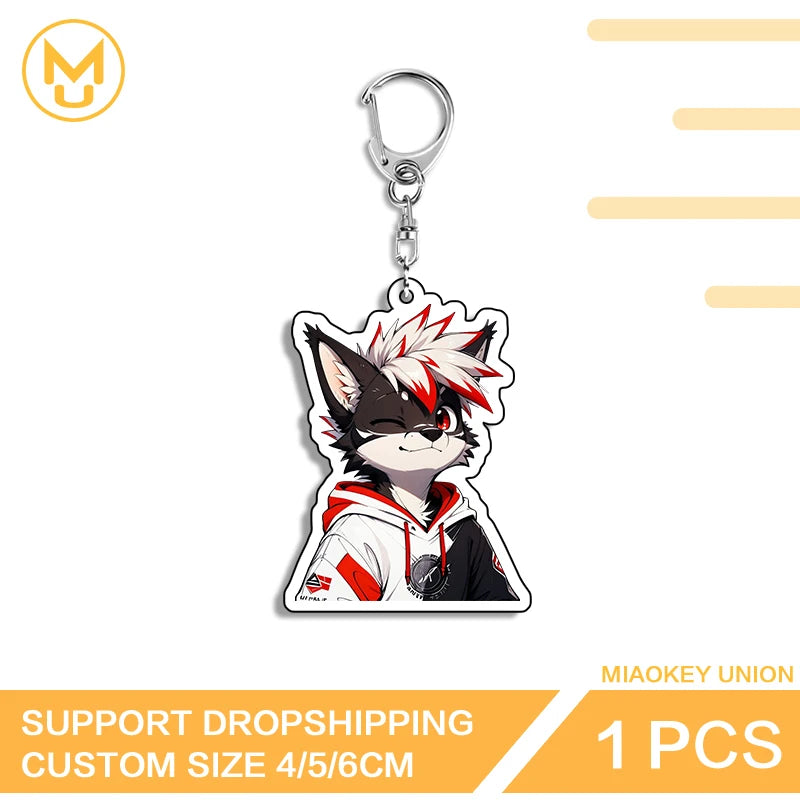 Furry Wolf Fashionable Eye Catching Lively Edgy Acrylic Keyring Charming Adorable Exquisite Anime Jewelry Accessories Gifts