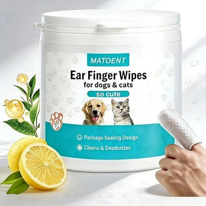 50 PCS Pet Cleaning Products Ear Cleaning Wipes Ear Care Fingertips Ear Mite Removal Cat and Dog Ear Cleaning Pet Products