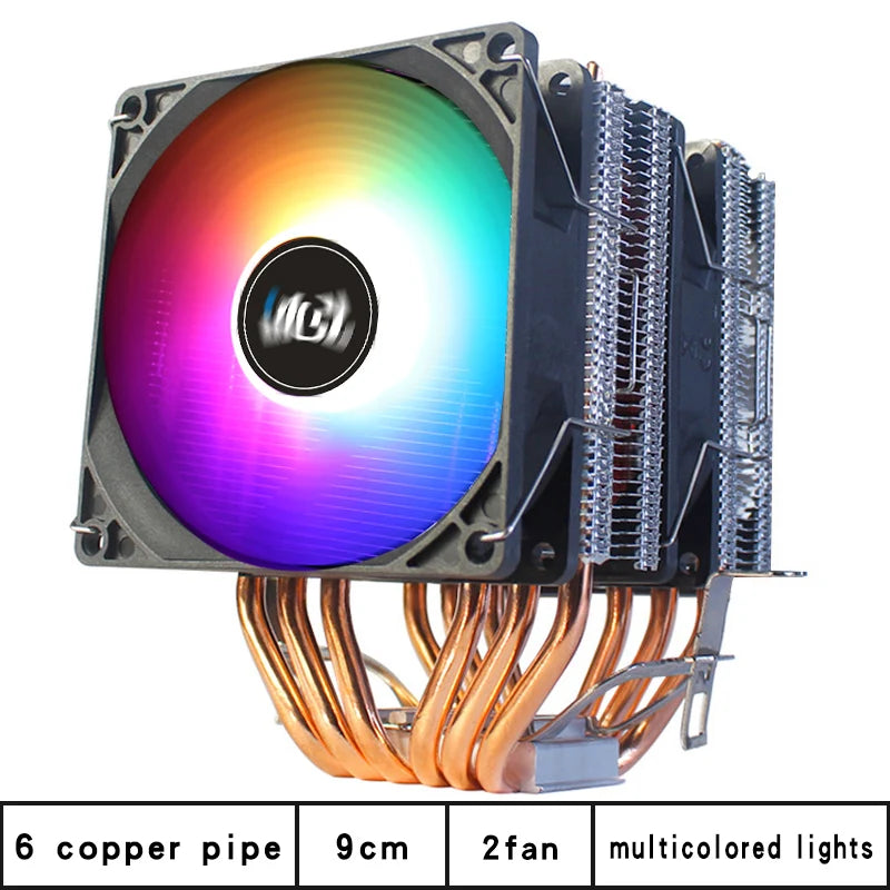 6 Copper Pipe Double Tower ARGB Cpu radiator Cooler 90MM 4Pin Fan 1200 1150 1155 1366 1700 AM3 AM4 X99 2011 PC Heat Sink 2011-V3