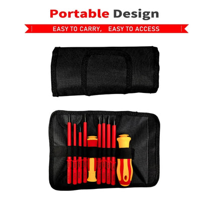 10-in-1 500V Insulated Screwdriver Set with Case Interchangeable Blades Magnetic High Hardness Home Electrician Repair Tools