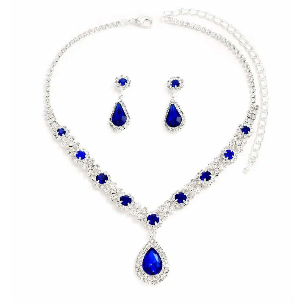 Fashionable Crystal Jewelry Necklace Earring Set Premium Luxury Pendant Necklace Original Design Inlaid Zircon