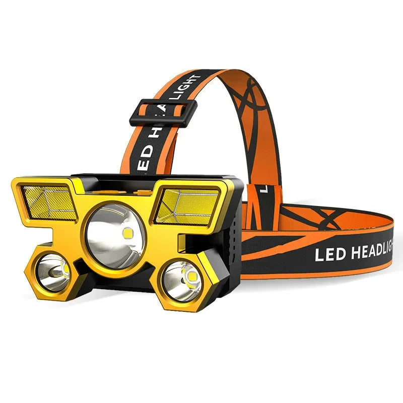 Headlamp Rechargeable,12000 Lumen Ultra Bright 5 LED Headlight Flashlight,Brightest USB Rechargeable Headlamps