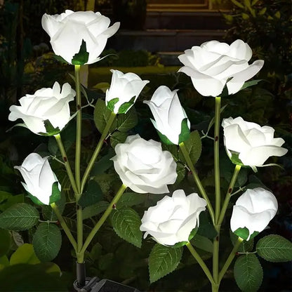 Solar Led Lights Outdoor Decorative 5 Heads Solar Garden Lights Waterproof Rose Flower Lawn Lamp for Yard Patio Garden Decor