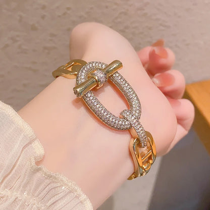 Trendy Fashion 18 K Gold Plated Brass Jewelry punk Style Belt Court Style Bangle Bracelet for Woman