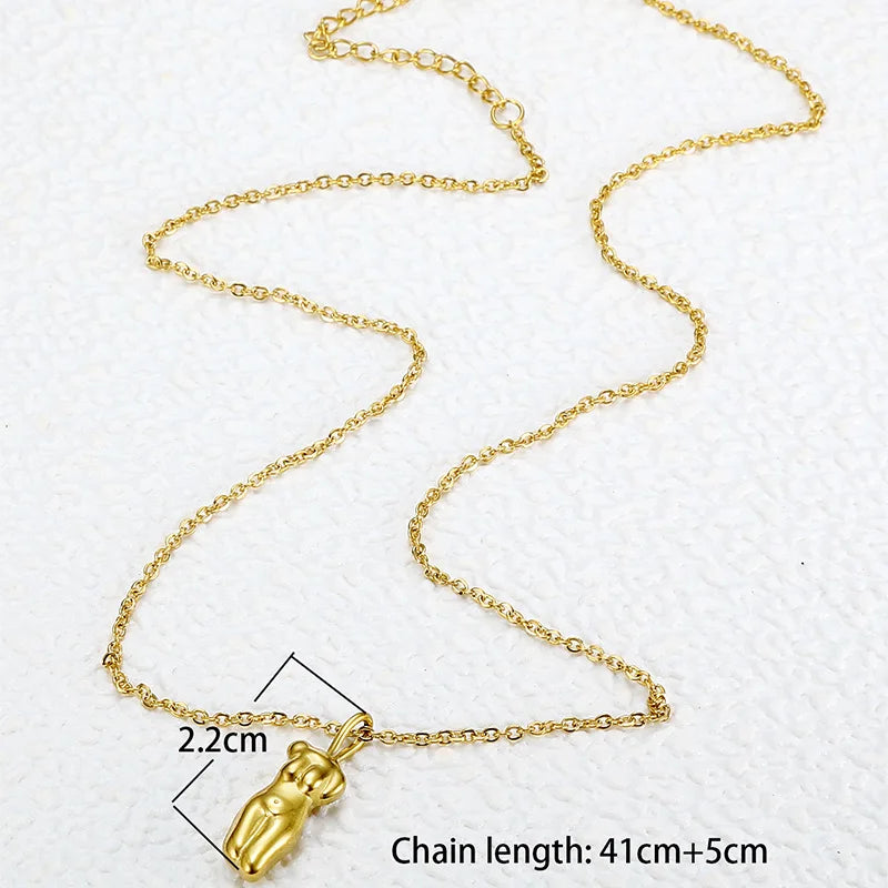 Body Pendant Silhouette Necklace • 18K Gold Stainless Steel Women Empowerment Jewelry • Best Friend Gifts