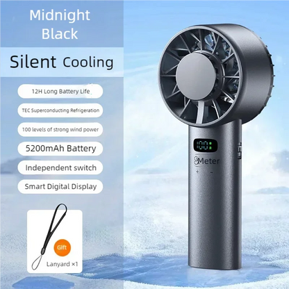 TINSOL Ice-cooling high-speed handheld fan 5200mAh portable mini fan, suitable for travel, camping, and outdoors