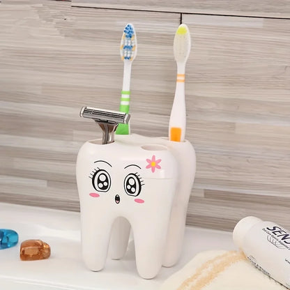 1pc-Cartoon toothbrush companion toothbrush holder, smiling face teeth toothbrush holder, bathroom accessories
