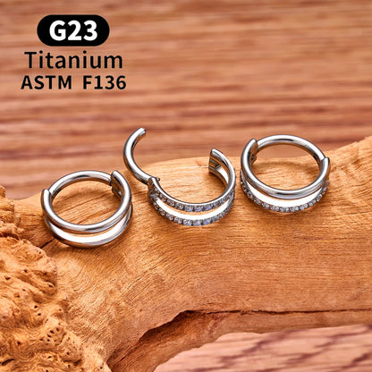 ASTM F136 Titanium 16G Hinged Nose Ring CZ Septum Clicker Cartilage Hoop Earrings Tragus Rook Daith Conch Helix Piercing Jewelry