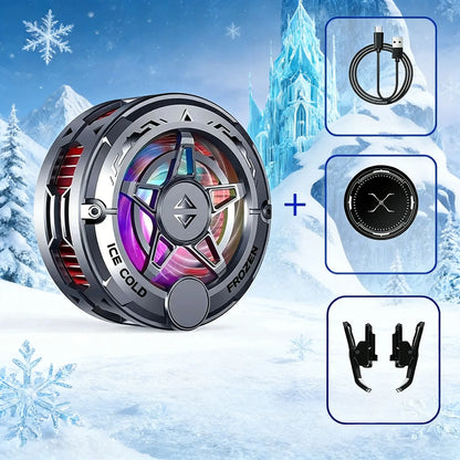 Universal Phone Cooler for Gaming, Magnetic Semiconductor Cooling Fan with Digital Display RGB Lights