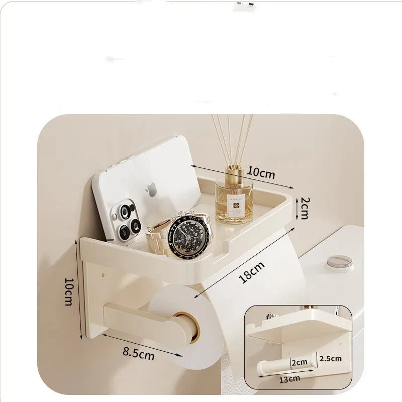 Cream White Toilet Tissue Box Wall Mounted Non Perforated Toilet Bathroom Toilet Paper Box Roll Paper Toilet Paper Storage Rack