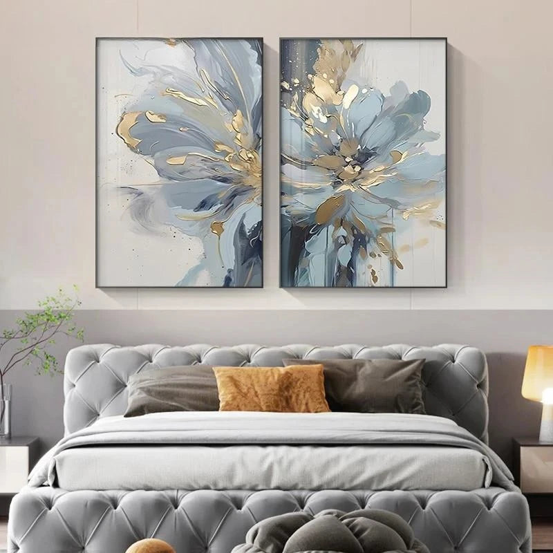 Luxury Painting for Living Room Wall Decor Abstract Blue Floral Canvas Print Wall Pictures Bedroom Entrance Modern Wall Artwork