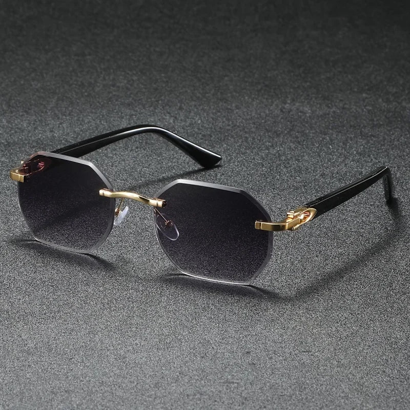 1PC Fashionable Design Sunglasses, Frameless, Suitable For Both Men And Women, Casual Wear, Holiday Use, Sturdy Glasses