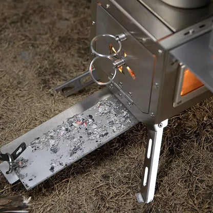 Portable Wood Stove 304 Stainless Steel Camping Tent Stove Outdoor Wood Burning Heater for Hunting Hiking Backpacking