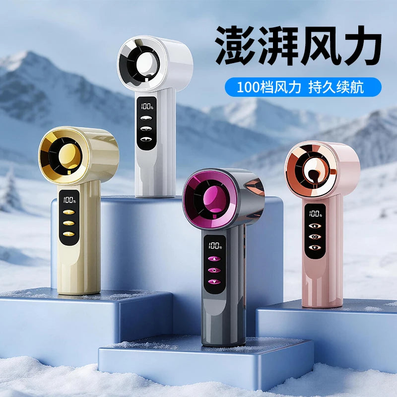 Portable Mini Handheld Fan With 100 Levels,  High-Speed Drive, Turbo Cooling,Outdoor Handheld Fan With LED Display Screen 12m/s