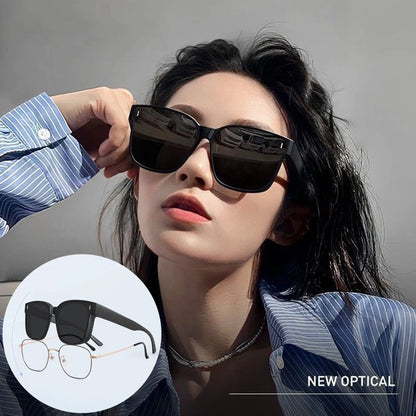 Transfer Sunglasses Unisex Driving Riding Large Frame Square Sun Protection Wrap Around Fit Over Glasses Myopia Specific Goggles