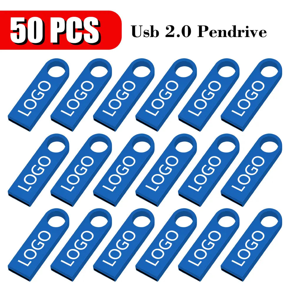 50PCS/lot Free Custom Logo Pendrive 16GB USB Creative Metal Key USB 2.0 Flash Drive Pendrive 4GB 8GB 32GB 64GB Memory Stick