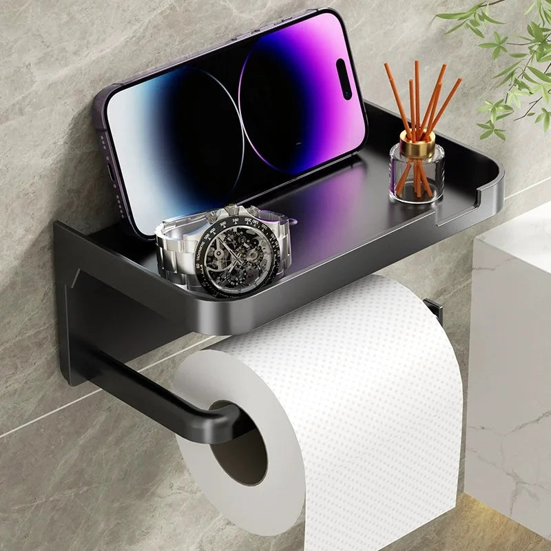 Toilet Paper Holder Plastic Storage Rack Kitchen Towel Placement of Seasoning Bottles Bathroom Wall Roll of Paper Phone Storage