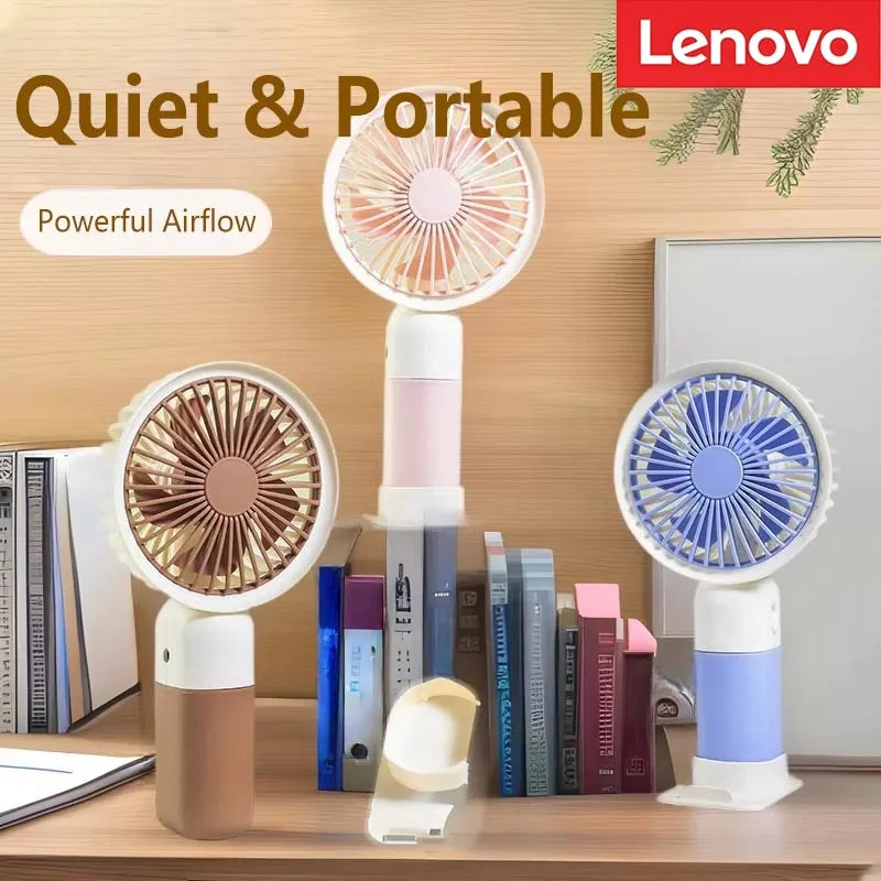 Lenovo 2026 New Handheld Fan Mini Portable Desktop Office Student Dormitory USB Charging Silent Small Electric Fan