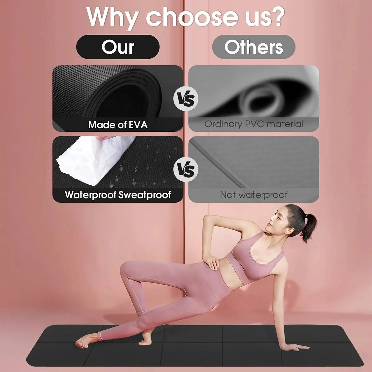 Yoga Mat Sports Fitness EVA Comfortable Foam 4mm Thick Yoga Mat Sports Yoga and Pilates Gymnastics Mat
