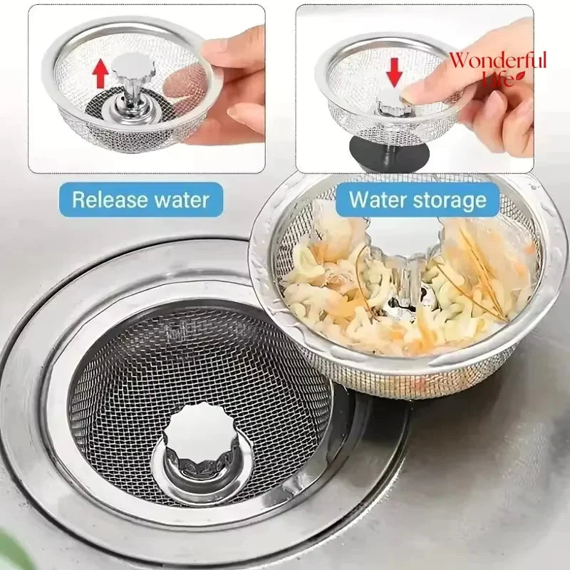 2Setc Drain Basket Kitchen Sink Strainer Set With Handle Stopper Me Handle Stopper Kitchen Sink Strainer Stainless Replacement